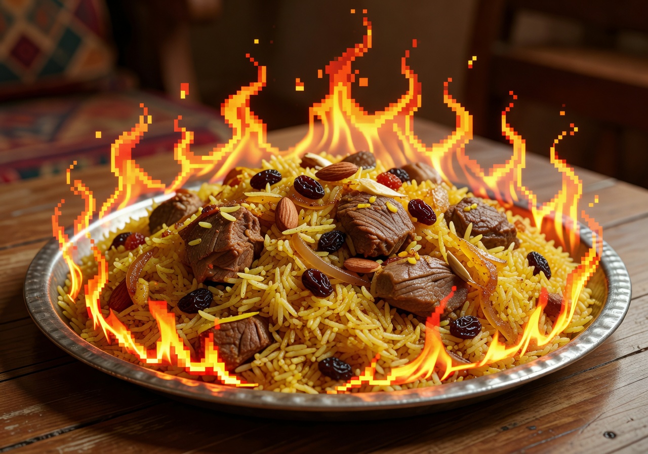 طبق الكبسة السعودية بالأرز المعطر واللحم